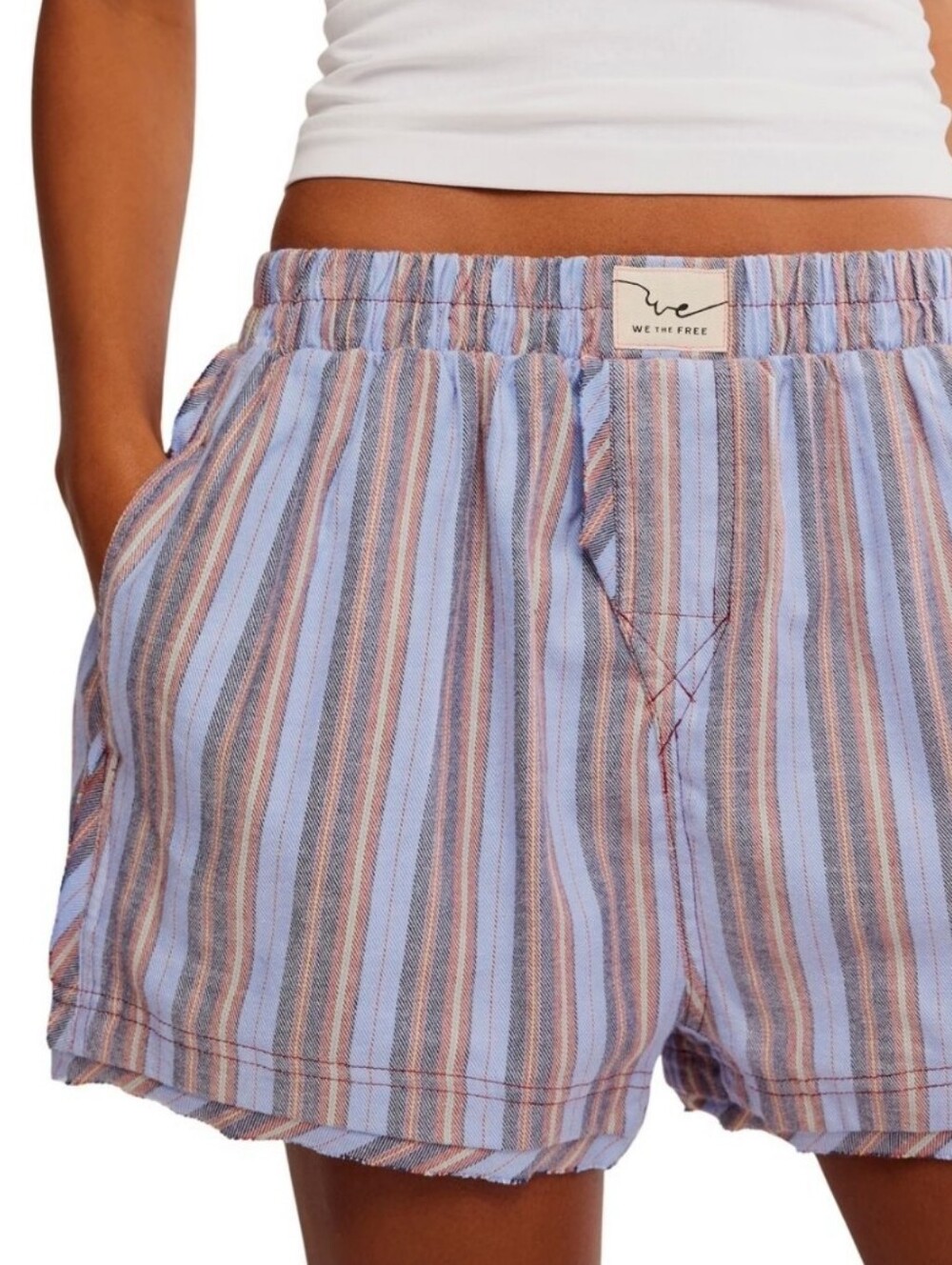 FREE PEOPLE Day to Day Blue Combo Womens Cotton Blend Soft & Cozy Boxers, NWT XL - Picture 4 of 4